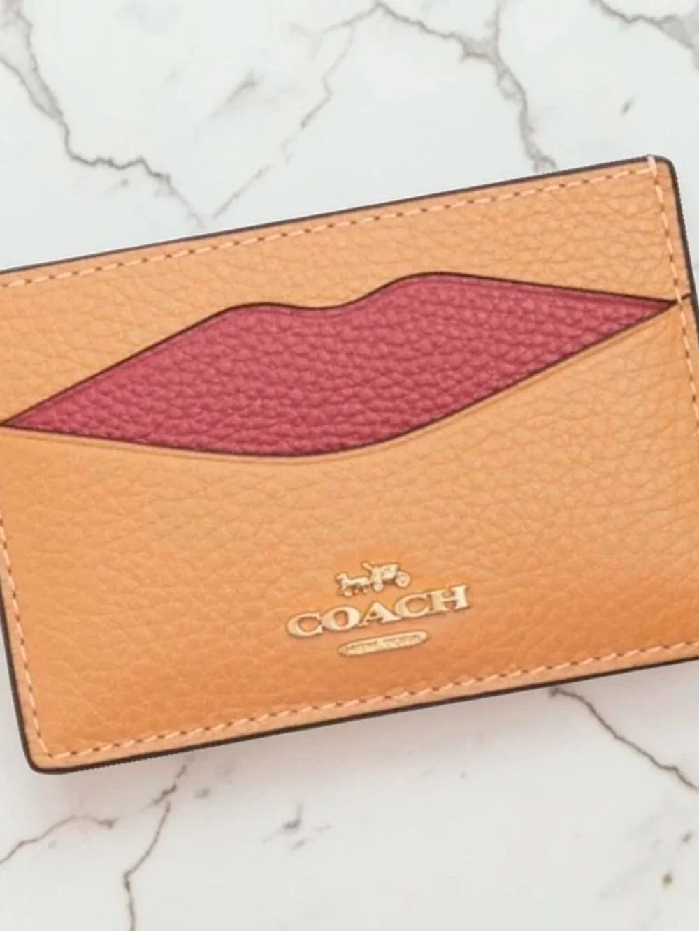 S Coach Lip Card Case in Leather Latte Multi CW926
